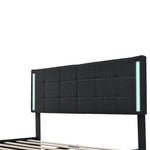 ZUN Queen Size Upholstered Platform Bed with LED Lights and USB Charging, Storage Bed with 4 Drawers, WF309337AAE