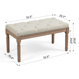 ZUN 31 Inch 4-Leg Wide Contemporary Rectangle Large Ottoman Bench in Grey Linen Look Fabric W1955121375