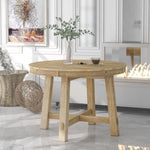 ZUN TREXM Farmhouse Round Extendable Dining Table with 16" Leaf Wood Kitchen Table WF291263AAE