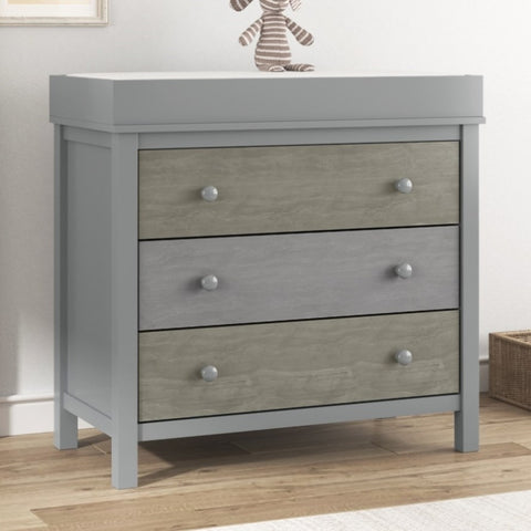 ZUN 3-Drawer Changer Dresser with Removable Changing Tray in Gray WF304640AAG