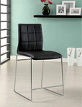 ZUN Black Color Leatherette 2pcs Counter Dining Chairs Chrome Metal Legs Dining Room Counter B011136663