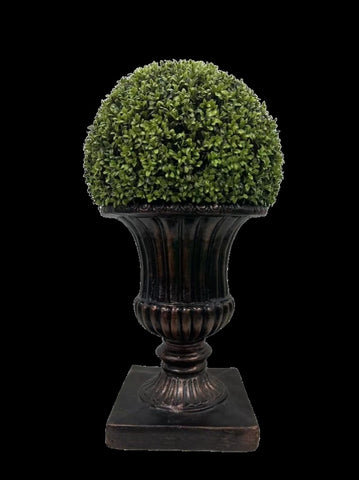 ZUN 32" Ball Topiary in Brown Pedestal Pot, Artificial Faux Plant for indoor and outdoor B111131120