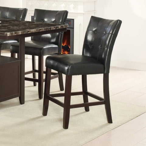 ZUN Modern Counter Height Chairs Black Faux Leather Tufted Set of 2 High Chairs Dining Seating B011130016