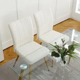 ZUN Modern White teddy wool dining chair, upholstered chair with fabric accent side chair with W210127517