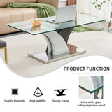 ZUN Modern dining table,Tea Table.Coffee Table. Tempered glass countertop, and artistic MDF legs are W1151136001