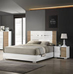 ZUN Contemporary White and Natural Color 1pc Nightstand UV High Gloss Finish Two-Tone Design 2-Drawers B011P162629