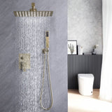 ZUN 10inch Brushed Gold Brass Rainfall Shower System, Luxuly Bathroom Shower Faucet Combo Set W121750581