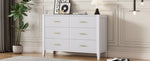 ZUN 6 Drawer Dresser with Metal Handle for Bedroom, Storage Cabinet with Vertical Stripe Finish Drawer, WF315394AAK
