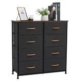 ZUN 4-Tier Wide Drawer Dresser, Storage Unit with 8 Easy Pull Fabric Drawers and Metal Frame, Wooden 87325613