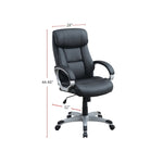 ZUN Adjustable Height Office Chair with Padded Armrests, Black SR011685