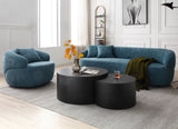 ZUN 360&deg; Swivel Mid Century Modern Curved Sofa, 1-Seat Cloud couch Boucle sofa Fabric Couch, Blue W87691482