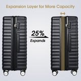 ZUN Luggage Expandable 3 Piece Sets ABS Spinner Suitcase Built-In TSA lock 20 inch 24 inch 28 inch PP303286AAB