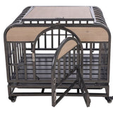 ZUN 46in Heavy Duty Dog Crate, Furniture Style Dog Crate with Removable Trays and Wheels for High W1863125113