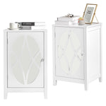 ZUN FCH 2pcs 38*33*60cm Density Board Spray Paint Smoked Mirror Single Door Carved Bedside Table White 16360984