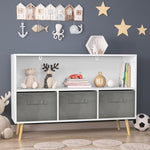 ZUN Kids bookcase with Collapsible Fabric Drawers, Children's Book Display, Toy Storage Cabinet W80842426