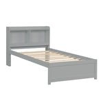 ZUN Twin Bed with Trundle,Bookcase,Grey W50440495