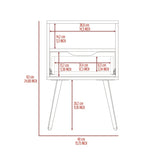 ZUN Haverson 1-Drawer 1-Shelf Nightstand Smokey Oak and White B06279998