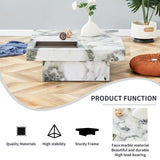 ZUN A modern and practical coffee table, black and white in imitation marble pattern, made of MDF W1151119880