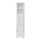 ZUN White Tall Bathroom Cabinet, Freestanding Storage Cabinet with 3 Drawers and Adjustable Shelf, MDF WF298152AAK