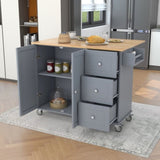 ZUN Rolling Mobile Kitchen Island with Solid Wood Top Locking Wheels,52.7 Inch Width,Storage Cabinet WF287035AAG