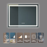 ZUN 48X36 inch Bathroom Led Classy Vanity Mirror with High Lumen,Dimmable Touch,Wall Switch Control, W1992121009