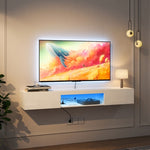 ZUN Wall Mounted Floating 65" TV Stand with 16 Color LEDs W132166344
