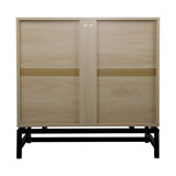ZUN Natural rattan, 2 door cabinet, with 1 Adjustable Inner Shelves, rattan, Accent Storage Cabinet W68837258