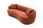ZUN [NOT AVAILABLE ON WAYFAIR] ORANGE Mid Century Modern Curved Sofa, 3 Seat Cloud couch Boucle sofa W87679950