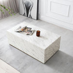 ZUN White Marble MDF Coffee Table Rectangular End Table for Living Room/Waiting Area 43.31"L X 23.62"W W876109346