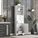 ZUN White Tall Storage Cabinet with 3 Drawers and Adjustable Shelves for Bathroom, Kitchen and Living WF298151AAK