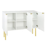 ZUN TREXM Modern Simple Luxury Style Sideboard Particle Board MDF Board Cabinet with Gold Metal Legs WF295369AAK