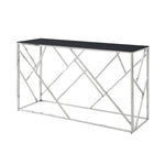 ZUN Modern Glass Console Table, 55" Gold Sofa Table with Sturdy Metal Frame and Black Tempered Glass W1567110797