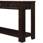 ZUN 63" Pine Wood Console Table with 4 Drawers and 1 Bottom Shelf for Entryway Hallway Easy Assembly 63 W1202127383