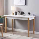 ZUN Simple Solid Wood Straight Leg Desk With Drawer For Office Home - White W2181P156757