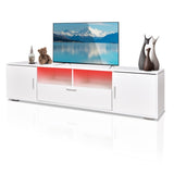 ZUN Modern TV stand with LED Lights Entertainment Center TV cabinet with Storage for Up to 75 inch for W162594687