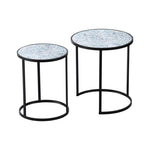 ZUN Set of 2 Round End Table, Stacking Side Tables with Sturdy Metal Frame for Small Space,Living Room, W2078127540