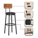 ZUN Bar Table Set with 2 Bar stools PU Soft seat with backrest, Rustic Brown,43.31'' L x 15.75'' W x W116242792