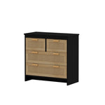 ZUN 4 Drawers Rattan Cabinet,for Bedroom,Living Room,Dining Room,Hallways,Easy Assembly, Black W757137660