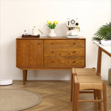 ZUN Three Drawer Oak with Large Storage Space for Dining Room or Bedroom . Sideboard Buffet W158182392