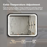 ZUN 40X32 inch Bathroom Led Classy Vanity Mirror with High Lumen,Black metal frame,Dimmable Touch,Wall W1992121014