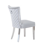 ZUN Eva 2 Piece Stainless Steel Legs Chair Finish with Velvet Fabric in Silver 733569295678