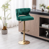 ZUN Bar Stools With Back and Footrest Counter Height Dining Chairs-Velvet Green-2PCS/SET W67663279