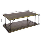 ZUN 47.2"W X 23.6"D X 16.9"H Country Style Coffee Table with Bottom Shelf - BROWN & BLACK W131470850