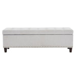 ZUN 51 Inches 131*41*42cm Linen With Storage Copper Nails Bedside Stool Footstool Off-White 44771985