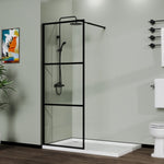 ZUN Goodyo 34" Shower Screen Door Walk-in Wet-room, Black, 3-panel Style D16384334