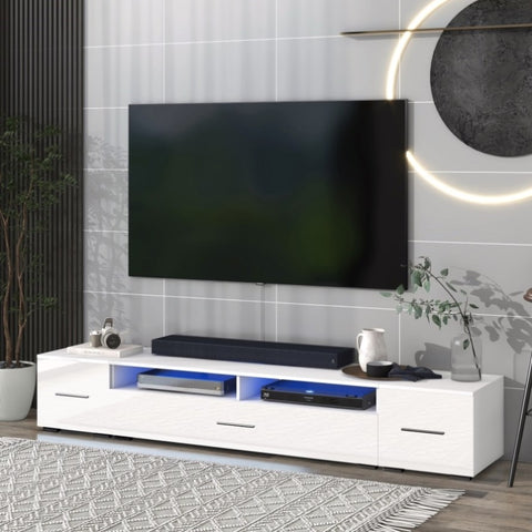 ZUN ON-TREND Extended, Minimalist Design TV stand with Color Changing LED Lights, Modern Universal WF295802AAK