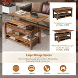 ZUN ON-TREND Lift Top Coffee Table, Multi-Functional Coffee Table with Open Shelves, WF314404AAP