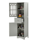 ZUN Tall Bathroom Cabinet, Freestanding Storage Cabinet with Drawer and Doors, MDF Board, Acrylic Door, WF289427AAG