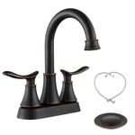 ZUN 2-Handle 4-Inch Oil Rubbed Bronze Bathroom Faucet, Bathroom Vanity Sink Faucets with Pop-up Drain 95553144