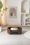 ZUN Scandinavian style Elevated Dog Bed Pet Sofa With Solid Wood legs and Walnut Bent Wood Back, W794125914